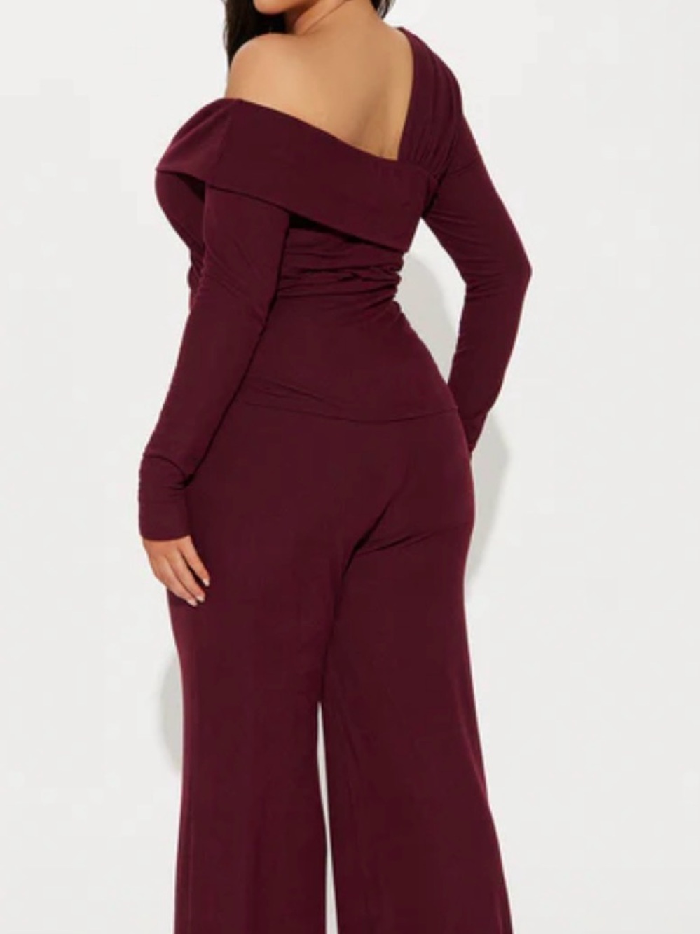 Fashion Nova Off-Shoulder Two-Piece Lounge Set - Wine - Picture 3 of 3